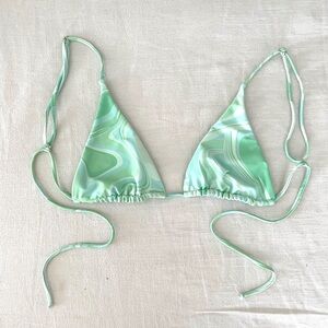 Skatie green marble lime swirl adjustable triangle bikini top size medium